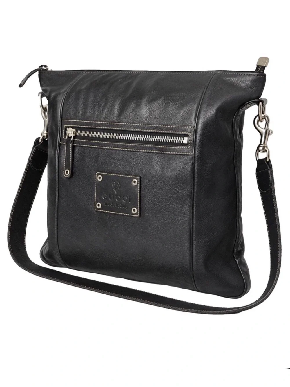 GUCCI Supreme Hysteria Black Leather Oversized Messenger Bag